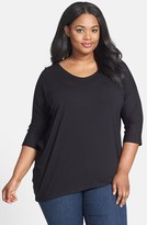 Thumbnail for your product : Eileen Fisher V-Neck Asymmetric Jersey Top (Plus Size)