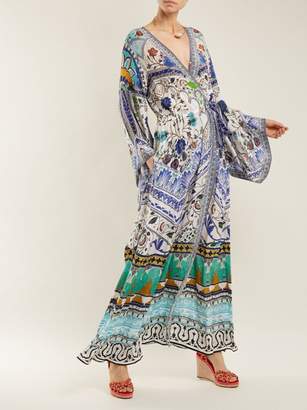 Camilla Long Sleeve Kimono Maxi Dress - Womens - Green Multi