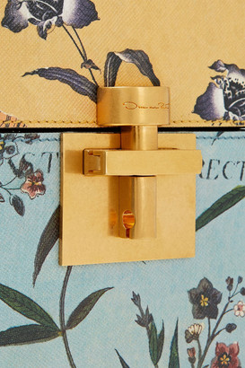 Oscar de la Renta Mini Alibi Floral-print Textured-leather Tote