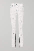 Thumbnail for your product : Palm Angels Distressed Painted Mid-rise Jeans - White