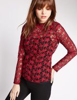 Thumbnail for your product : Marks and Spencer Cotton Blend Embroidered Mesh Blouse