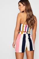 Thumbnail for your product : boohoo Petite Candy Stripe Knot Front Shorts Co-ord