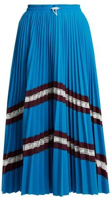 Valentino High Rise Chevron Striped Pleated Jersey Skirt - Womens - Blue Multi