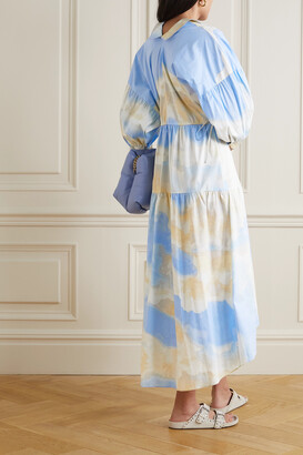 Diane von Furstenberg Heather Tiered Printed Stretch-cotton Poplin Midi Dress - Blue