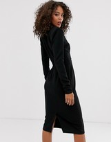 Thumbnail for your product : Asos Tall ASOS DESIGN Tall long sleeve plunge wrap midi dress