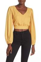 Thumbnail for your product : Jealous Tomato Striped Surplice Tie Back Crop Top