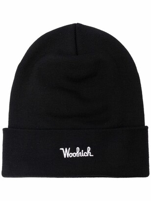 Woolrich Embroidered-Logo Virgin-Wool Beanie