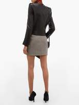 Thumbnail for your product : Balmain Ribbed Leather Biker Jacket - Womens - Black