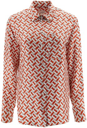 Burberry Monogram-Print Silk Shirt - ShopStyle Long Sleeve Tops