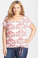 Thumbnail for your product : Lucky Brand Bird Print Tie Waist Top (Plus Size)
