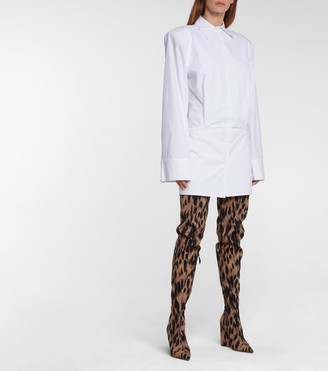 Amina Muaddi Danielle leopard-print over-the-knee boots