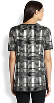 Thumbnail for your product : St. John Leather-Trimmed Knit Jacquard Tunic