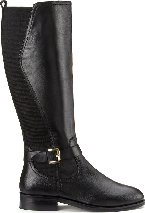 La Redoute Collections Plus Wide Fit Riding Boots In Leather With Flat ...