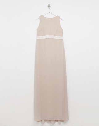 TFNC Maternity Bridesmaid exclusive bow back maxi in mink