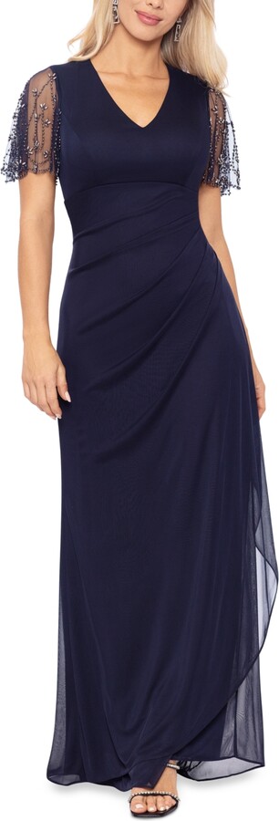 Womens Dresses Xscape Long Sleeve Fit And Flare Dress Xscape - Main Image