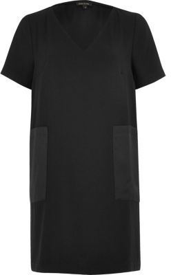 River Island Womens Black panel pocket T-shirt dress