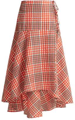 Ganni - Charron Tartan Cotton Blend Seersucker Skirt - Womens - Red Multi