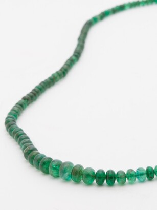 Azlee Emerald & 18kt Gold Beaded Necklace