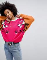 Thumbnail for your product : ASOS Design Jumper With Tiger Sleeves