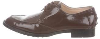 Tod's Patent Leather Pointed-Toe Oxfords Brown Patent Leather Pointed-Toe Oxfords