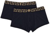 Thumbnail for your product : Versace Underwear Two-Pack Navy Greca Border Boxer Briefs