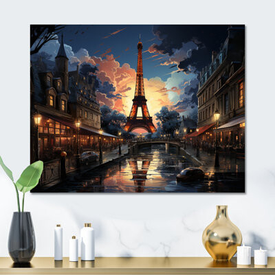 Red Barrel Studio Futuristic Paris Eiffel Tower Harmony - France Print on Metal