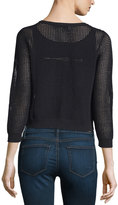 Thumbnail for your product : Milly 3/4-Sleeve Button-Front Mesh Cardigan, Black