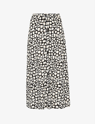 Whistles Animal-print woven midi skirt