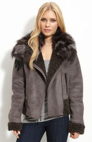 Thumbnail for your product : Laundry by Shelli Segal Faux Shearling Jacket with Fox Fur Trim