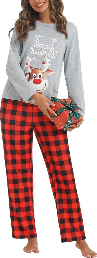 Christmas Pajamas Ladies Checked Pjs IClosam Women's
