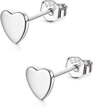 LOLIAS 925 Soild Sterling Silver Stud Earrings Hypoallergenic Earrings For Women Girls Heart Earrings Rose Gold Earrings Jewellery Gifts