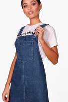 Thumbnail for your product : boohoo Drop Armhole Denim Pinafore Dress