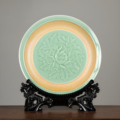 Infinity Elegant Ceramic Wall Plate – Traditional Blue-Green Porcelain Art