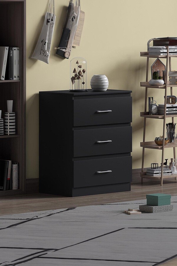 FWStyle 3 Drawer Chest Of Drawers Matt Black Tromso ShopStyle