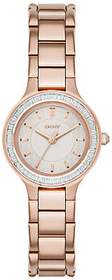 DKNY NY2393 Women's Chambers Bracelet Strap Watch, Rose Gold/Silver