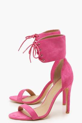 boohoo Lace Up Ankle Strap Two Part Heels