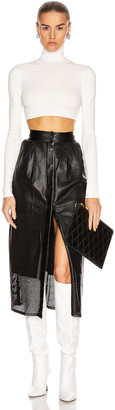 ZEYNEP ARCAY Perforated Leather Snap Skirt in Black | FWRD