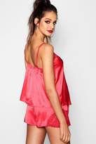 Thumbnail for your product : boohoo Maternity Lace Detail Satin Short Set