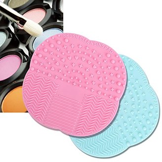 KINGLAKE®2 Pcs Makeup Brush Cleaner Brush Cleaning Mat High Quality Silicone Cleaning Pad Cosmetic Brush Mini Washing Scrubber with Suction Cup