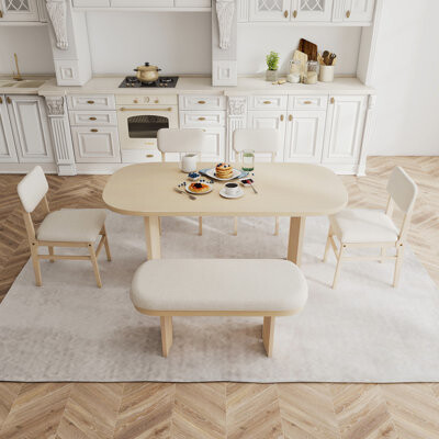 Ophelia & Co. 6-Piece Solid Wood Dining Table Set With Bench