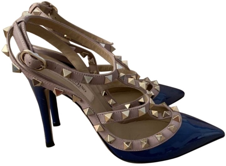 navy patent heels