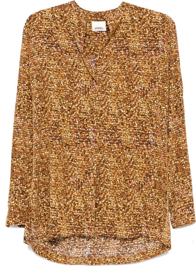 Isabel Marant Sima Mosaic Print Silk Blouse