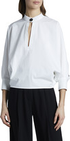 Thumbnail for your product : Proenza Schouler 3/4-Sleeve Poplin Banded-Collar Blouse