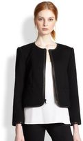 Thumbnail for your product : Alice + Olivia Boxy Leather-Trimmed Jacket