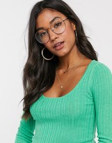 Thumbnail for your product : ASOS DESIGN metal tort clear lens glasses