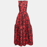 Red Floral Jacquard Sleeveless 