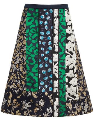 Oscar de la Renta Women's Satin & Jacquard Patchwork Skirt