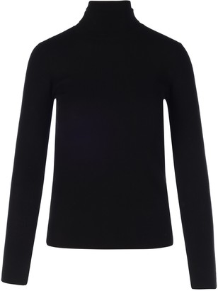 ladies black ribbed polo neck jumper