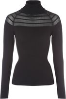 Thumbnail for your product : Jane Norman Black Funnel Neck Mesh Striped Jumper