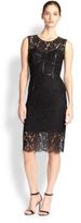 Thumbnail for your product : Milly Leather-Trimmed Lace Bodice Dress